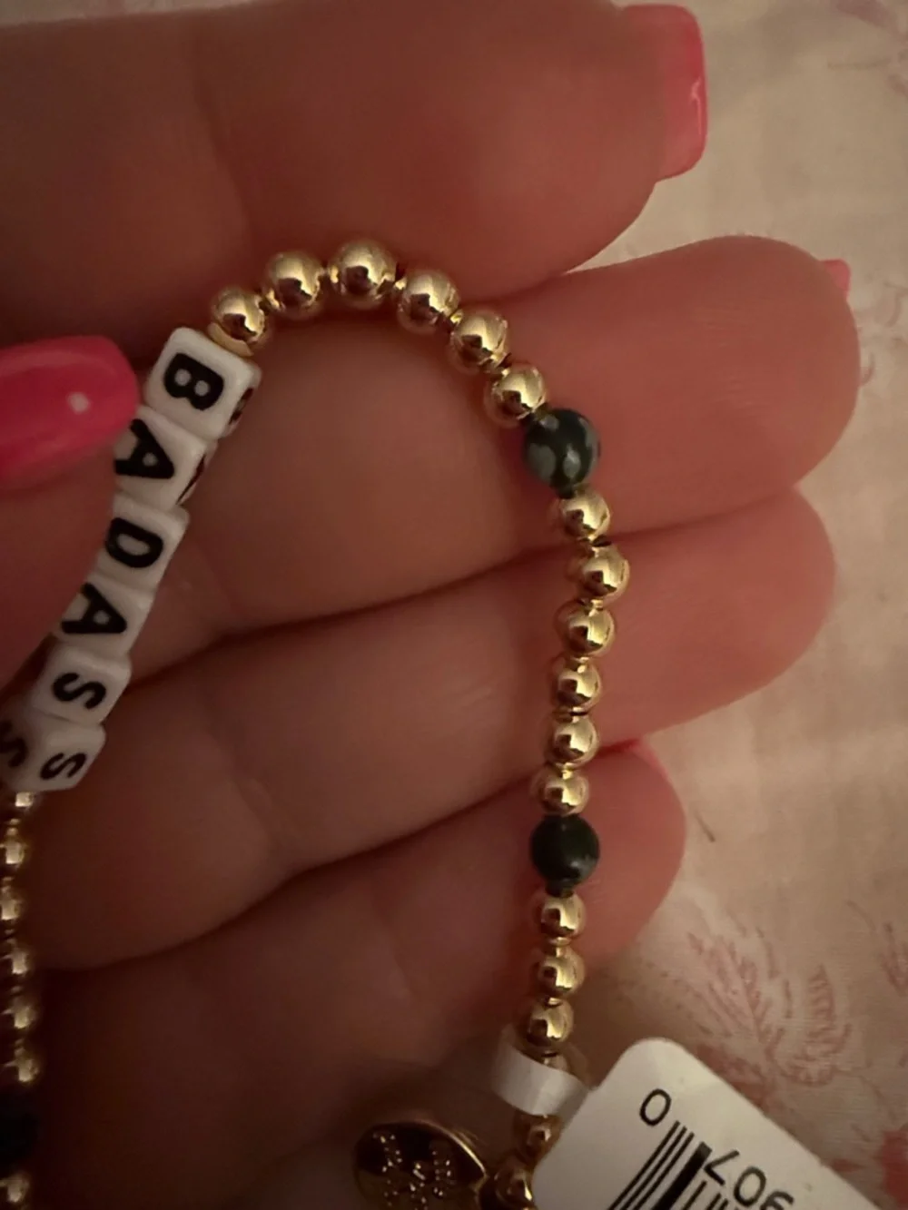 Gold Beaded ‘Badass’ Bracelet - Picture 3 of 3